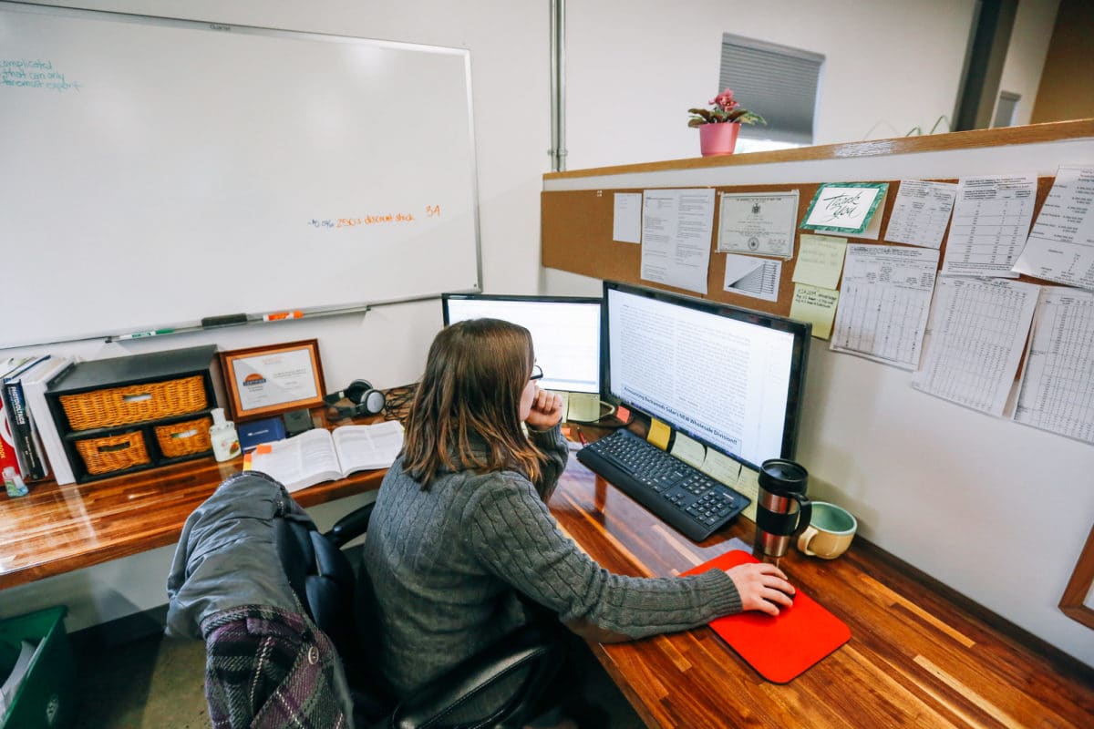 woman working at a desk